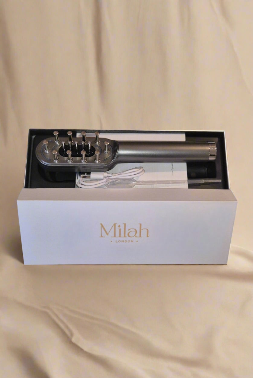 LED/RF Hair Brush with 1x complementary 50ml Drops of Opulence Hair Oil