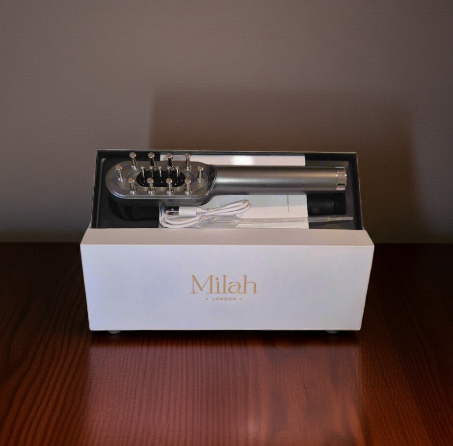 LED/RF Hair Brush with 1x complementary 50ml Drops of Opulence Hair Oil